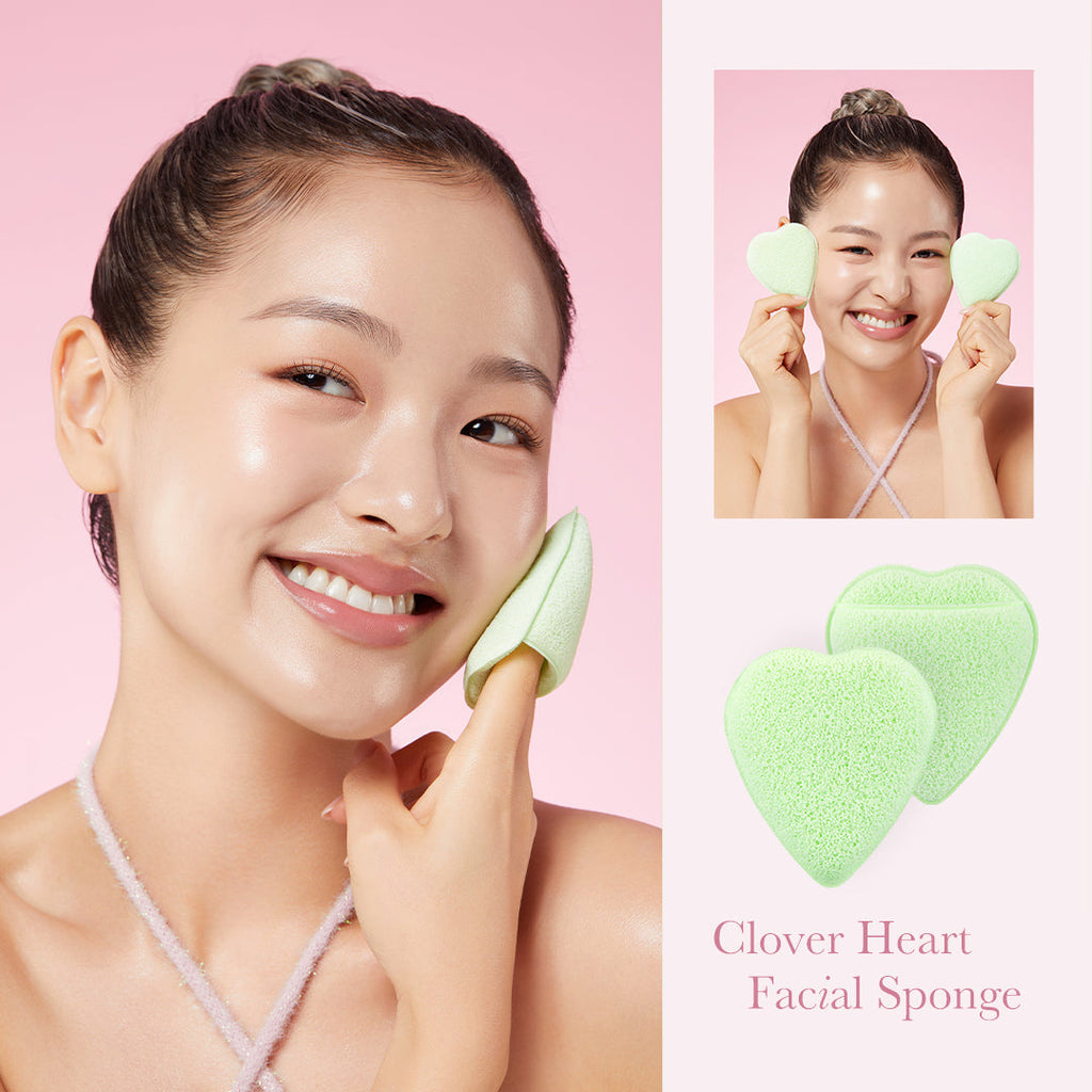 Clover Heart Facial Sponge - Glow Face Routine