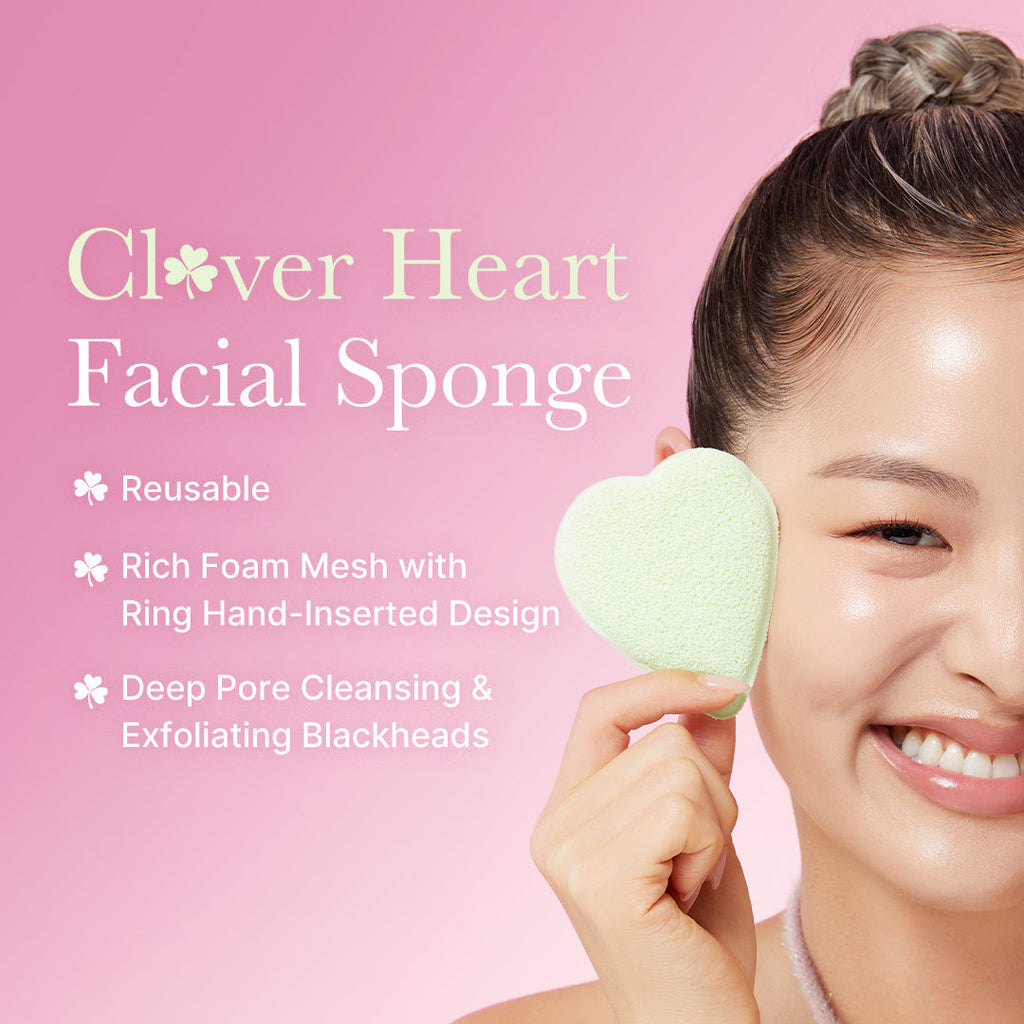 Clover Heart Facial Sponge - Glow Face Routine