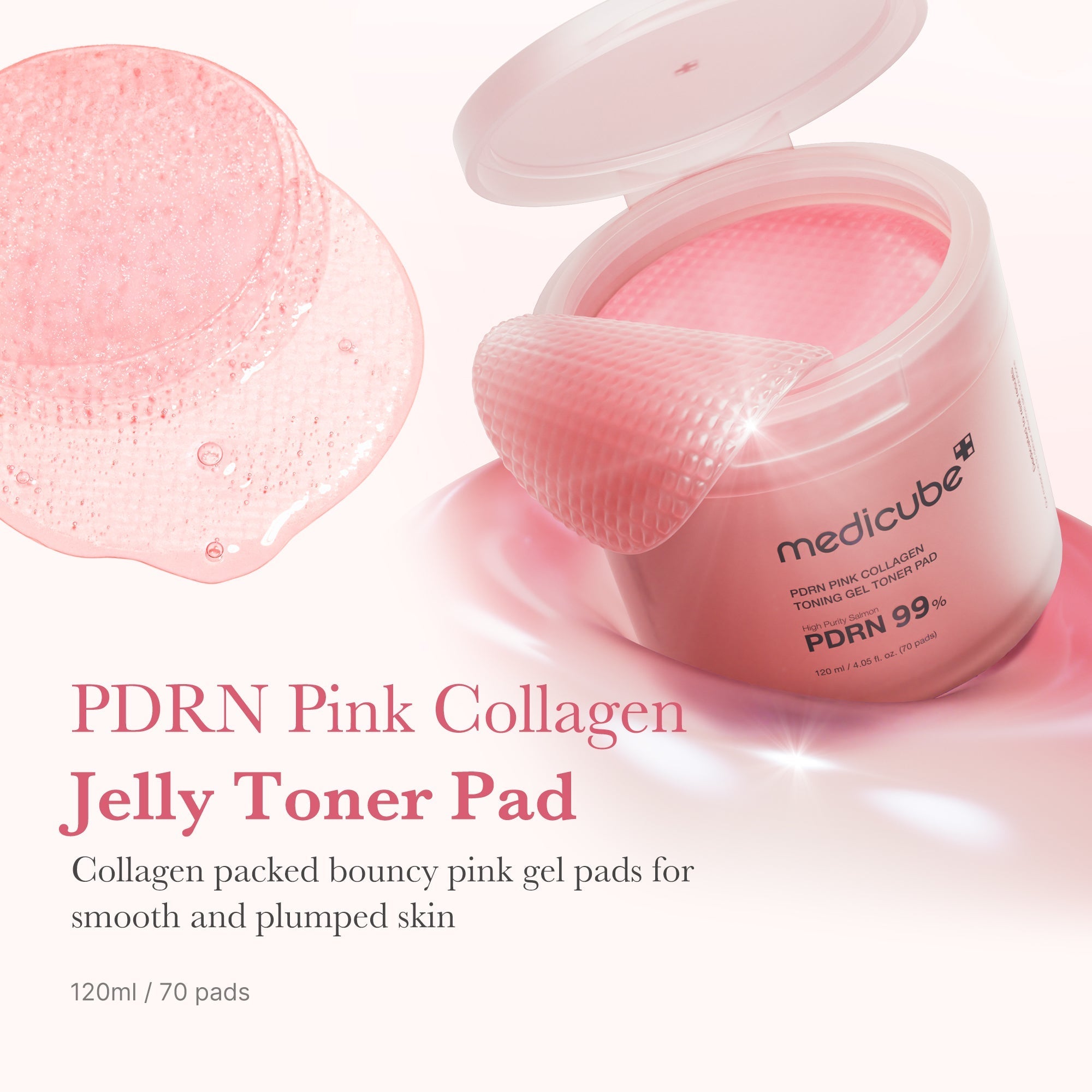 PDRN Pink Collagen Gel Toner Pad - Hydrate and Glow