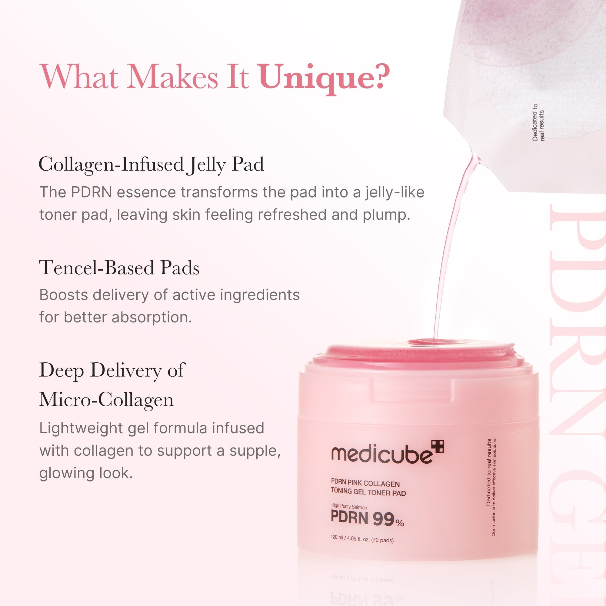 PDRN Pink Collagen Gel Toner Pad - Hydrate and Glow